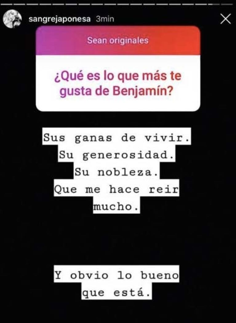 China Suárez reveló qué es lo que más le gusta de Benjamín Vicuña: "Sus ganas de vivir ¡y lo bueno que está!"