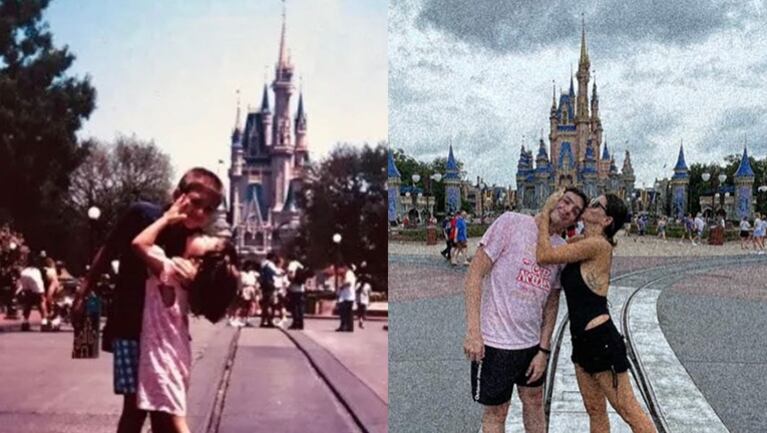 China Suárez se divierte en Disney con su hermano Agustín.
