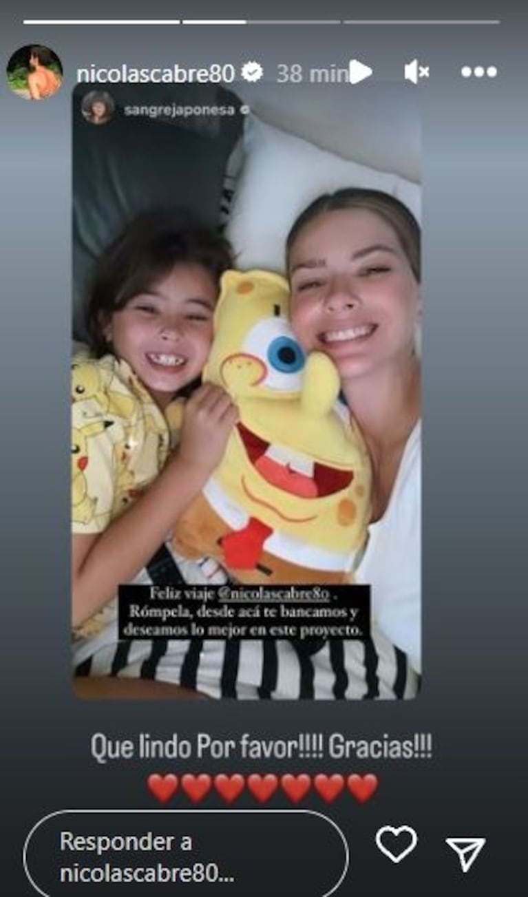 China Suárez sorprendió a Nicolás Cabré con un mensaje junto a Rufina: "Desde acá te deseamos lo mejor"