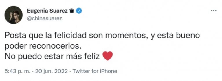 China Suárez sorprendió con una profunda confesión en medio de sus vacaciones con Rusherking: "No puedo estar más feliz"