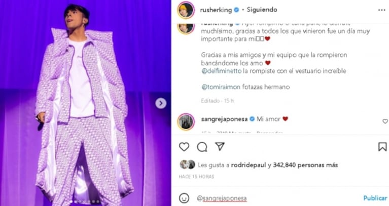 China Suárez, súper enamorada de Rusherking tras acompañarlo en su primer Luna Park: "Mi amor"