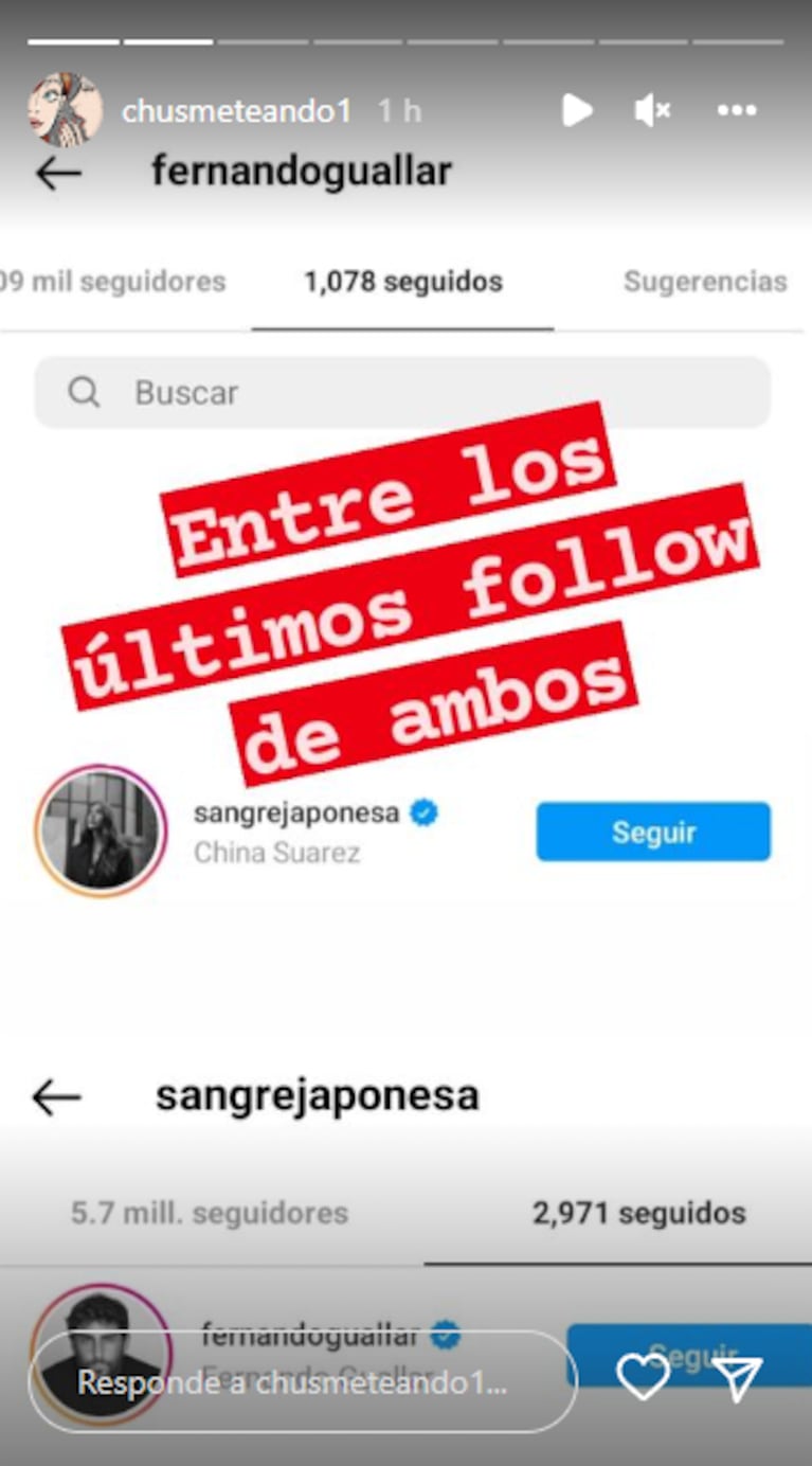 China Suárez tuvo un llamativo cruce de likes con el actor Fernando Guallar de la serie de Luis Miguel