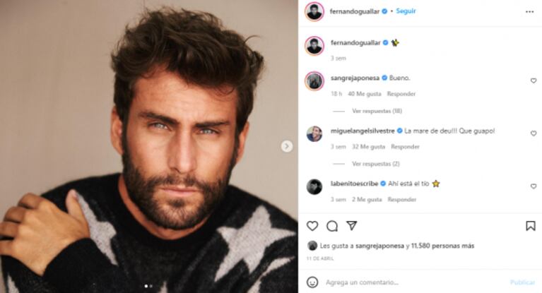 China Suárez tuvo un llamativo cruce de likes con el actor Fernando Guallar de la serie de Luis Miguel