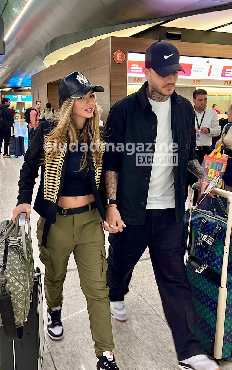 China Suárez y Mauro Icardi en Ezeiza (Foto: Movilpress)
