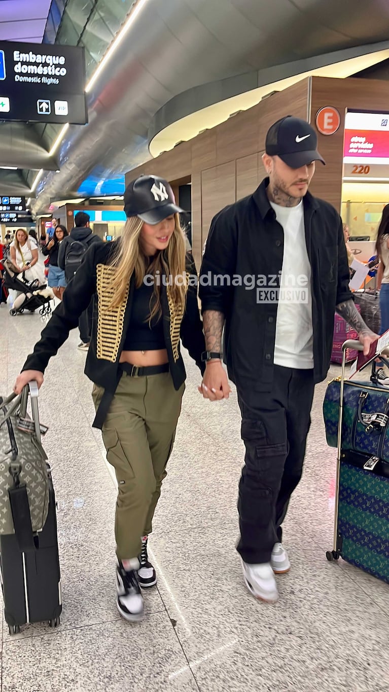 China Suárez y Mauro Icardi en Ezeiza (Foto: Movilpress)