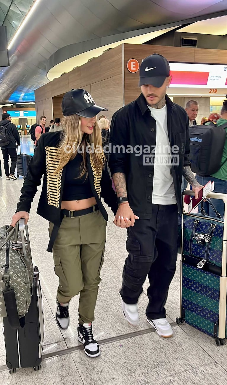 China Suárez y Mauro Icardi en Ezeiza (Foto: Movilpress)