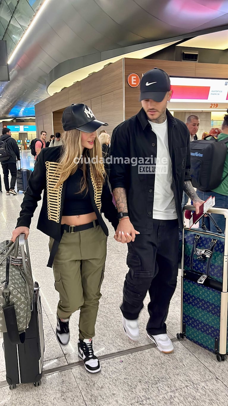 China Suárez y Mauro Icardi en Ezeiza (Foto: Movilpress)