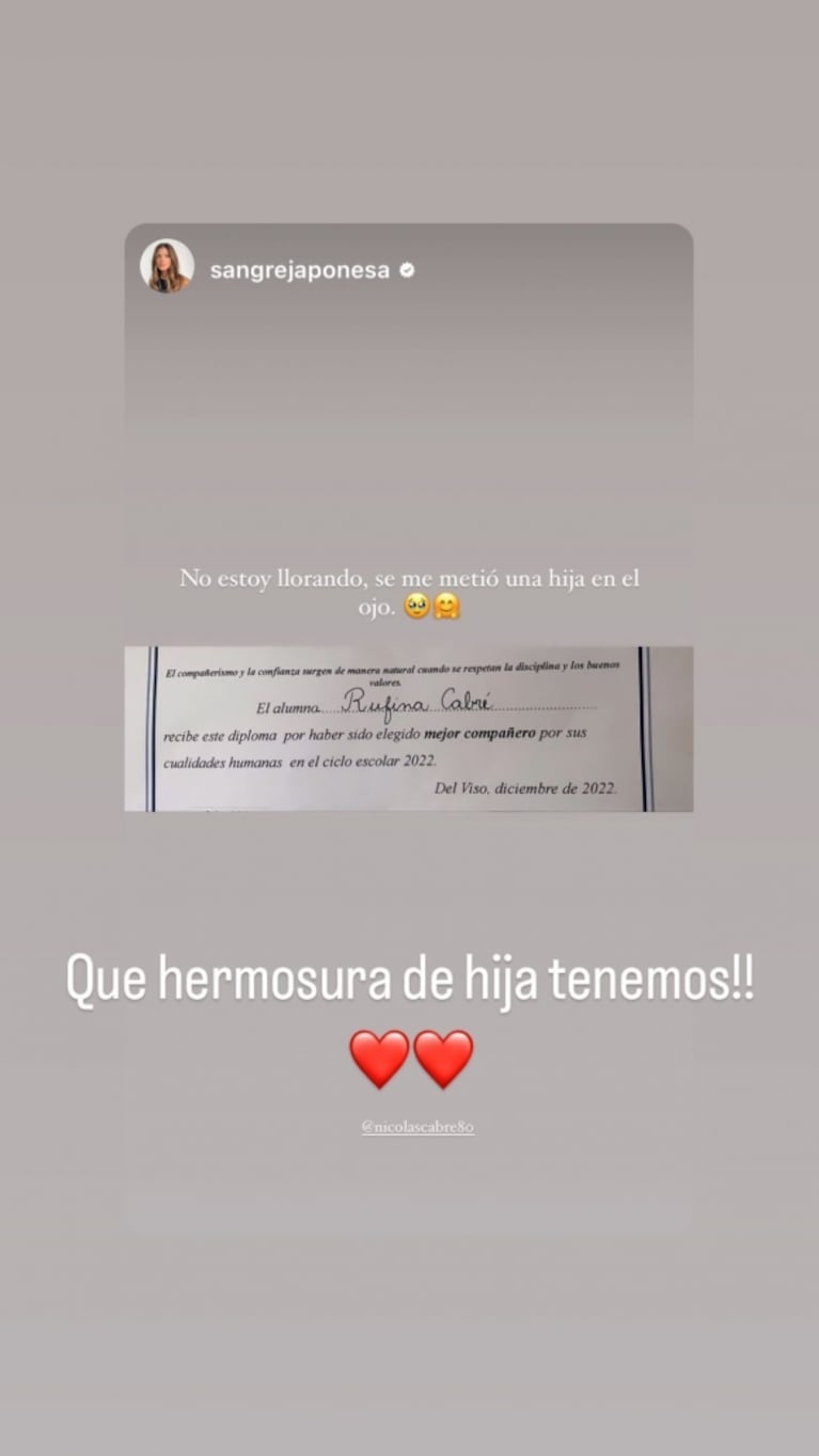 China Suárez y Nicolás Cabré se mostraron juntos otra vez:  "¡Qué hermosura de hija tenemos!"
