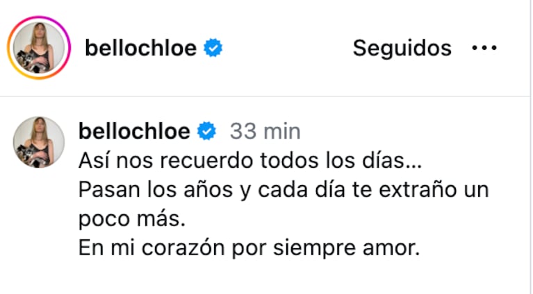 Chloe Bello recordó a Gustavo Cerati con una emotiva foto inédita: “Cada día te extraño un poco más”. Crédito: Instagram