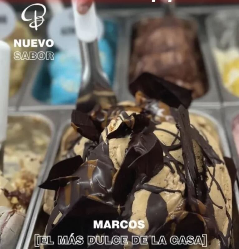  Chocolate relleno de dulce de leche y trozos de cacao cobertura: así es el helado de Marcos