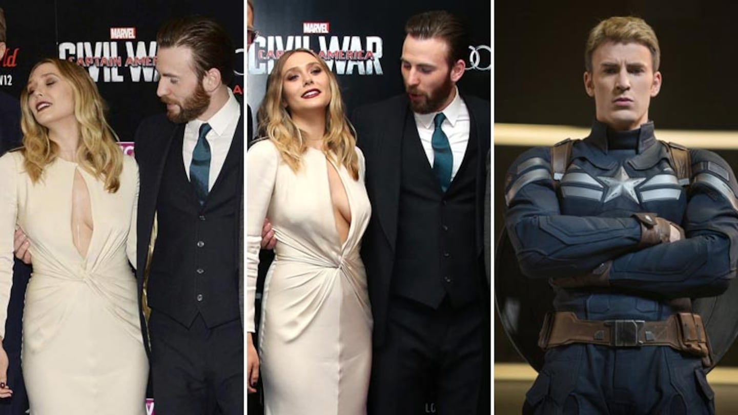 Chris Evans sucumbió al escote de Elizabeth Olsen. (Foto: seestrena.com)