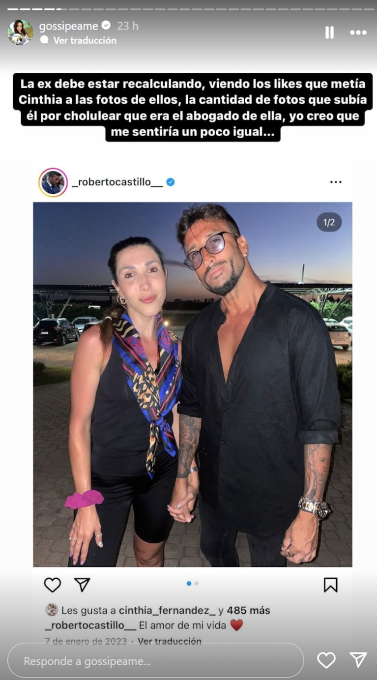 Cinthia estaría saliendo con Roberto, su abogado.