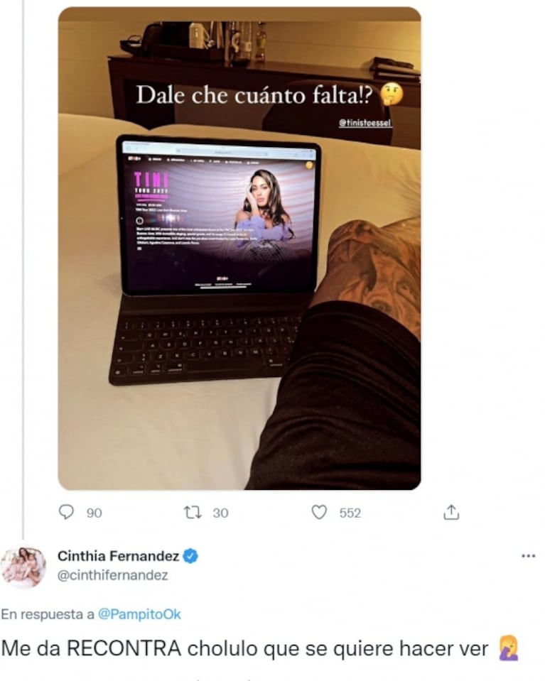 Cinthia Fernández apuntó contra Rodrigo de Paul por su romance con Tini Stoessel: "Me da recontra cholulo"