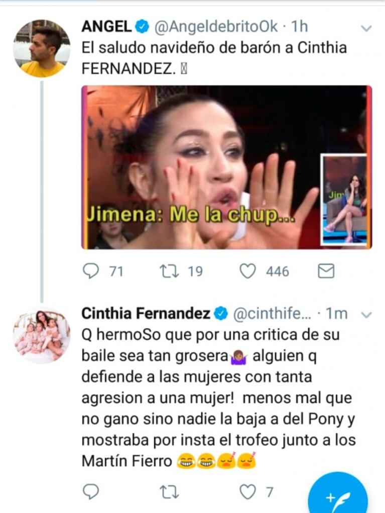 Cinthia Fernández arremetió contra Jimena Barón tras ver un gesto grosero de la actriz