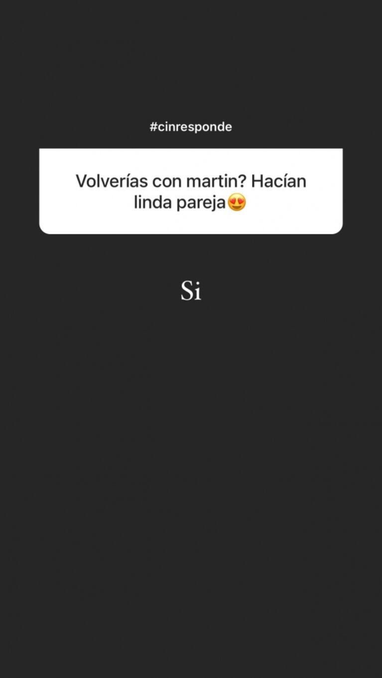 Cinthia Fernández aseguró que volvería con Martín Baclini y se lamentó de que esté en pareja
