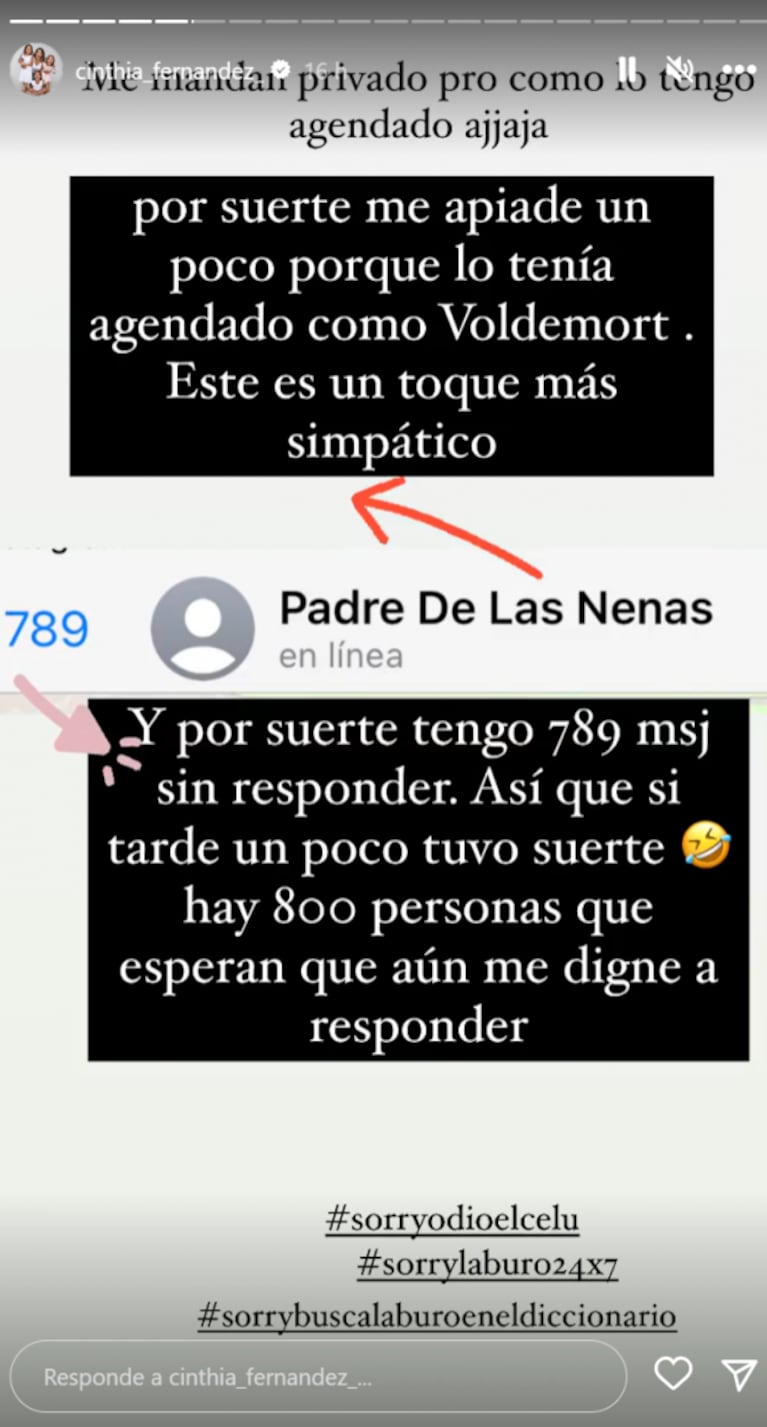 Cinthia Fernández causó furor en redes por cómo agendó a Matías Defederico en WhatsApp: "Chicas, no falla"