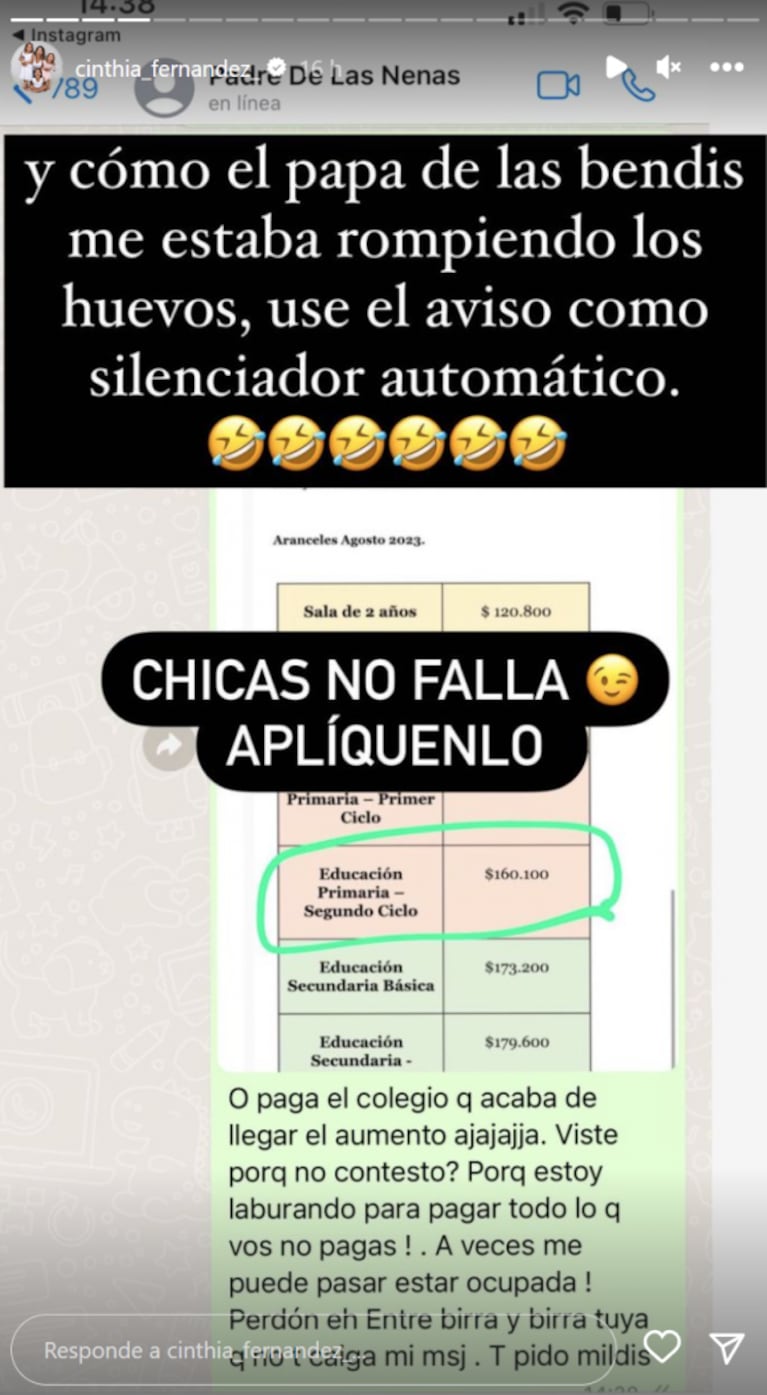 Cinthia Fernández causó furor en redes por cómo agendó a Matías Defederico en WhatsApp: "Chicas, no falla"