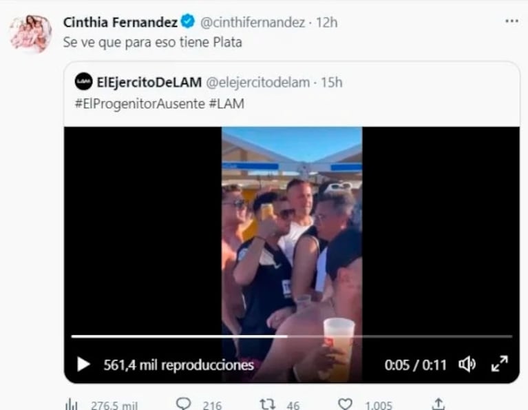 Cinthia Fernández contó por qué su hija menor no quiere ver a su papá, Matías Defederico