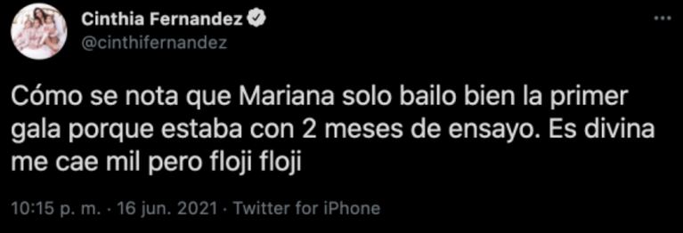 Cinthia Fernández criticó la performance de Mariana Genesio Peña en La Academia: "Floja, floja"