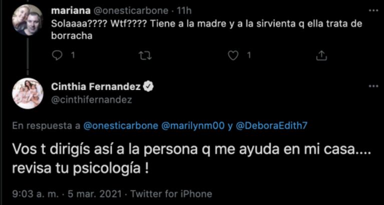 Cinthia Fernández cruzó a las seguidoras que la critican por tener una empleada doméstica en su casa: "Lo pago rompiéndome el cu..."