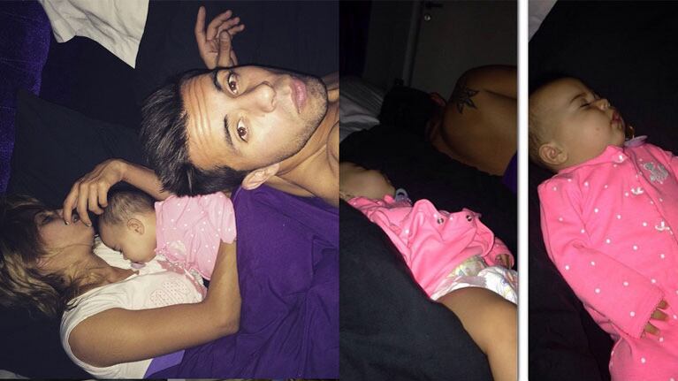 Cinthia Fernández, Defederico y Francesca en la cama (Fotos: Instagram).