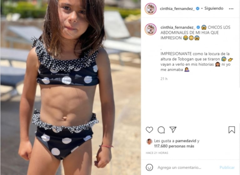 Cinthia Fernández estalló contra sus seguidores por cuestionar una foto de los abdominales de su hija: "¿Pueden ser tan enfermos?"