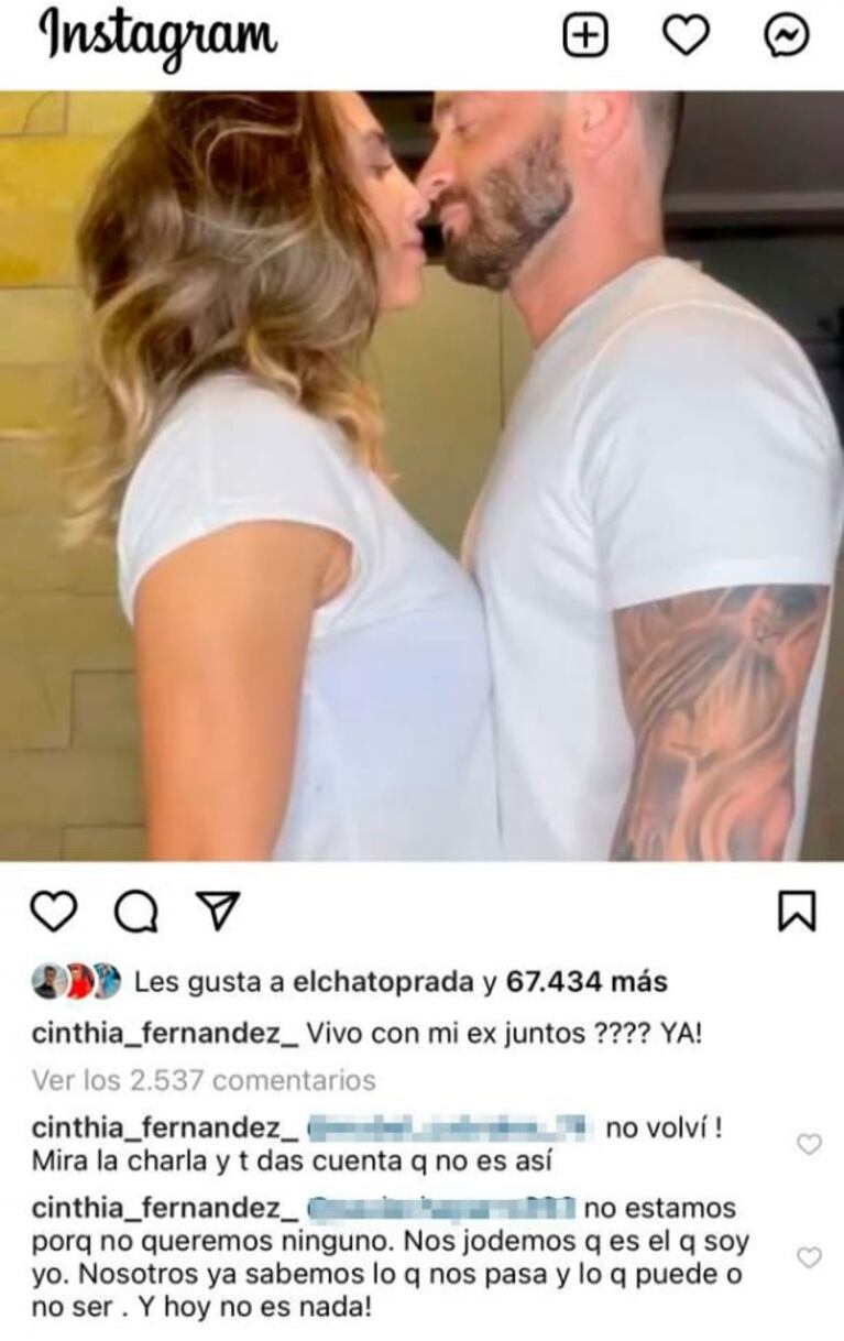 Cinthia Fernández explicó por qué no se reconcilia con Martín Baclini: "No estamos porque no queremos"