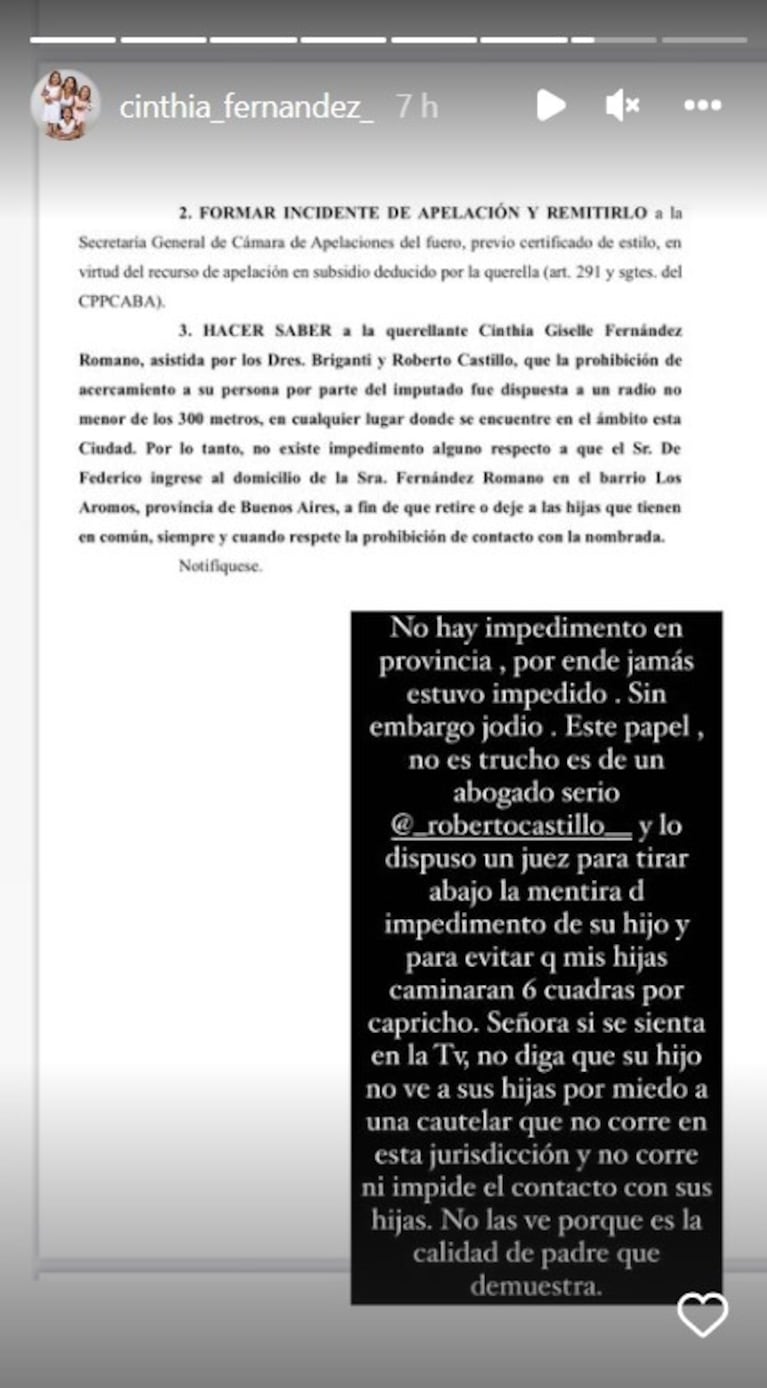 Cinthia Fernández filmó a Matías Defederico cuando fue a ver a sus hijas y él estalló: "¿Quién acosa a quién?"