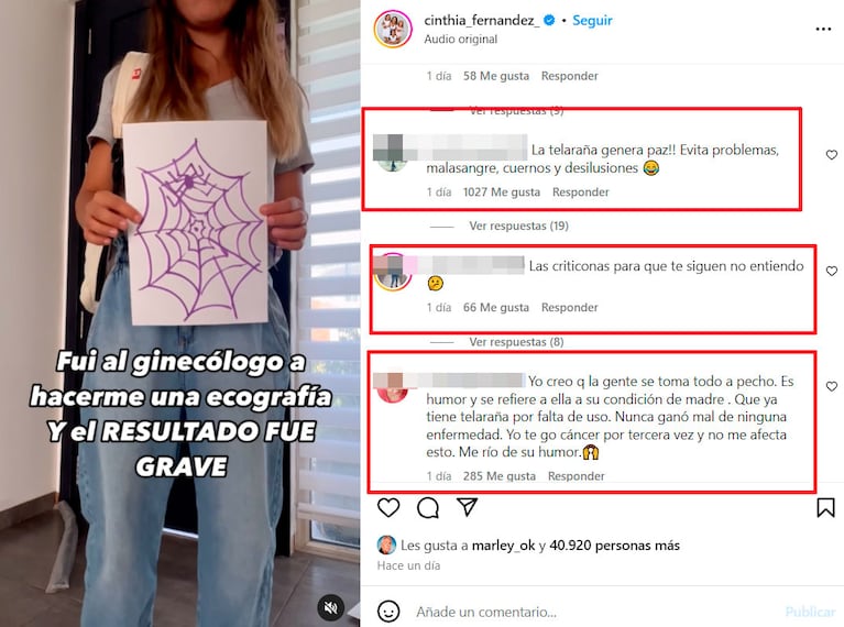Cinthia Fernández fue al ginecólogo, hizo un chiste sobre la abstinencia sexual y generó polémica