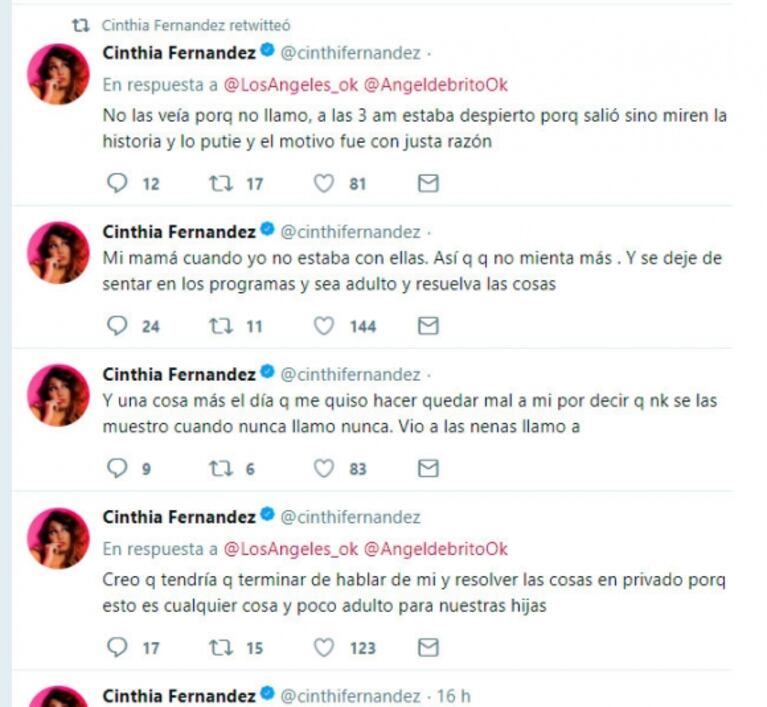 Cinthia Fernández, furiosa tras los dichos de Defederico: "¡Que sea adulto y resuelva las cosas!; lo puteé por una justa razón"