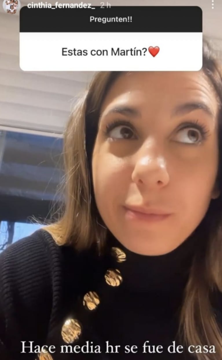 Cinthia Fernández habló de los rumores de reconciliación con Martín Baclini: "Hace media hora se fue de casa"