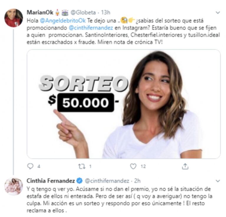 Cinthia Fernández le puso los puntos a una seguidora que la acusó de estafadora: "Yo no tengo la culpa"