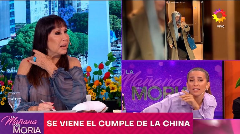 Cinthia Fernández, letal con la China Suárez (captura de eltrece, La Mañana con Moria)
