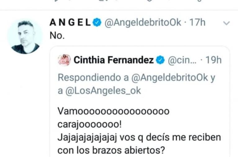 Cinthia Fernández, luego de que Ángel la convocó para que vuelva a LAM: "¿Decís que me reciben con los brazos abiertos?"