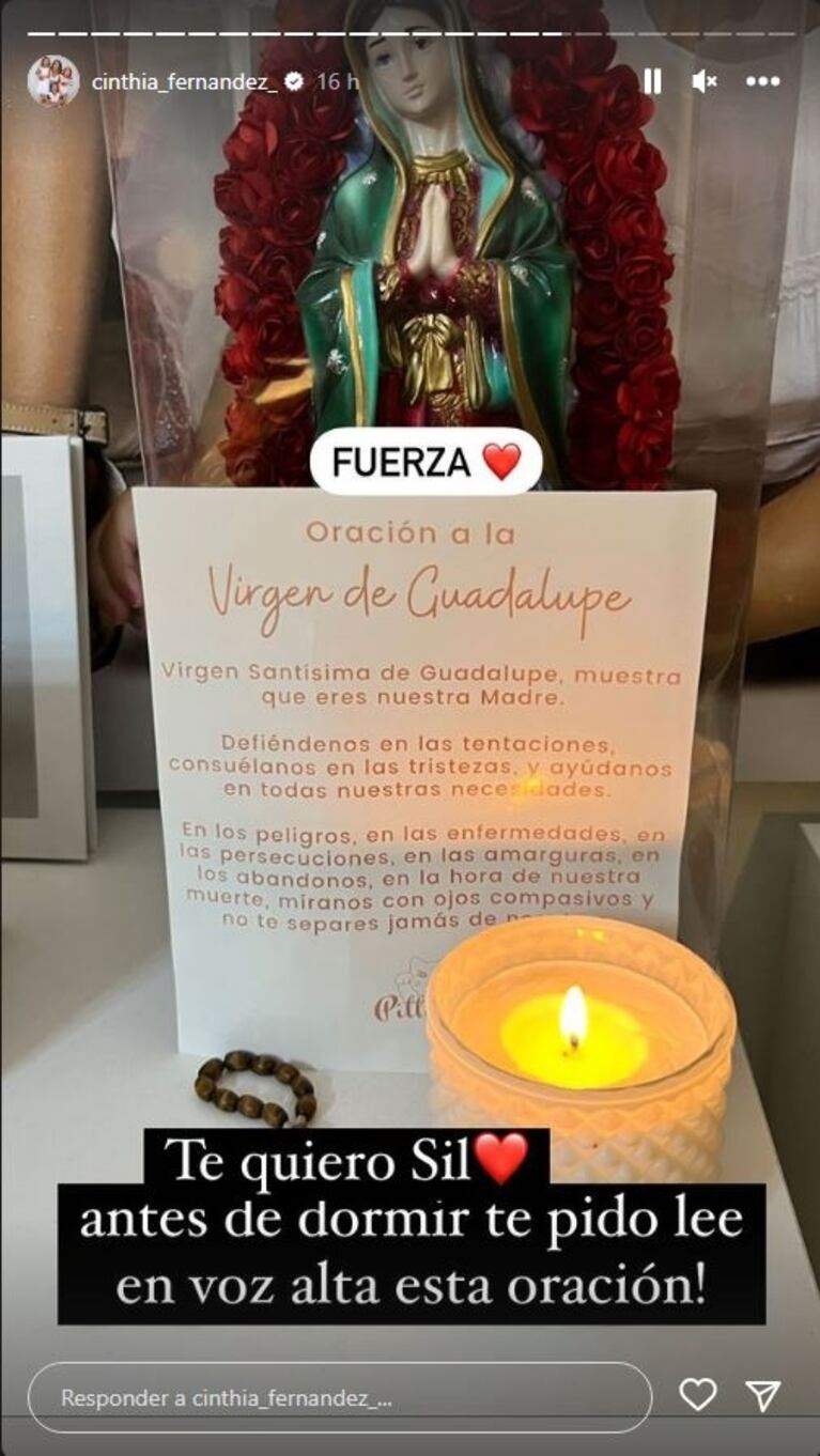 Cinthia Fernández mostró el santuario que armó para rezar por Silvina Luna: "Te quiero"
