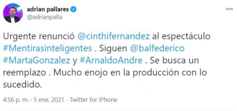 Cinthia Fernández renunció a Mentiras inteligentes, tras el escándalo con Fede Bal: el hisopado del actor dio negativo