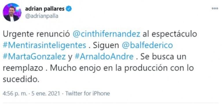 Cinthia Fernández renunció a Mentiras inteligentes, tras el escándalo con Fede Bal: el hisopado del actor dio negativo