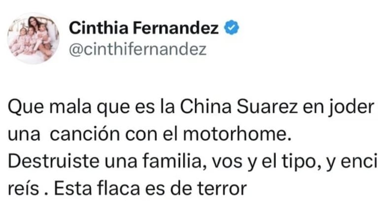 Cinthia Fernández respondió muy picante qué hizo con la carta documento que le mandó China Suárez