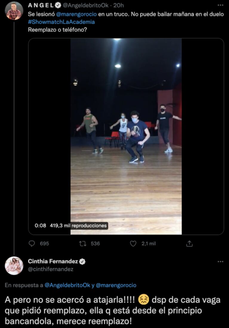 Cinthia Fernández responsabilizó al bailarín por la tremenda caída de Rocío Marengo en La Academia: "No se acercó a atajarla"