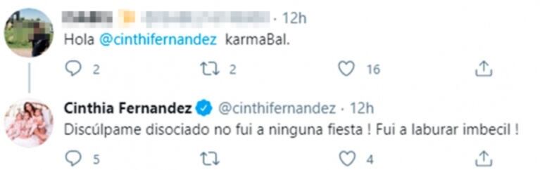 Cinthia Fernández salió enojada al cruce de quienes la comparan con Fede Bal por tener que aislarse: "Yo no fui a una fiestita, imbécil"