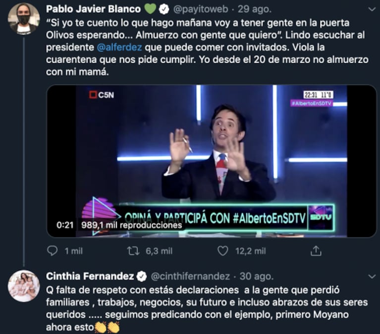 Cinthia Fernández se indignó por las declaraciones de Alberto Fernández: "Qué falta de respeto"
