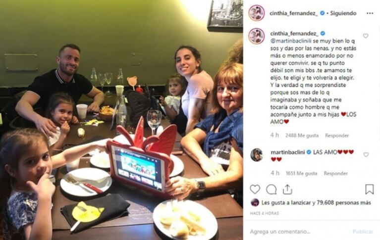 Cinthia Fernández, sobre el vínculo de Martín Baclini con sus hijas: "No aceptaría a alguien que no las ame"
