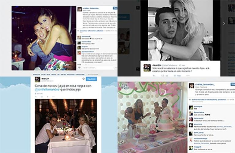Cinthia Fernández y Defederico, en las redes sociales. (Fotos: Instagram y Twitter)