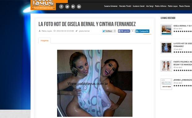 Cinthia Fernández y Gisela Bernal, protagonistas de una foto hot en la ducha. (Captura: PabloLayus.com.ar)