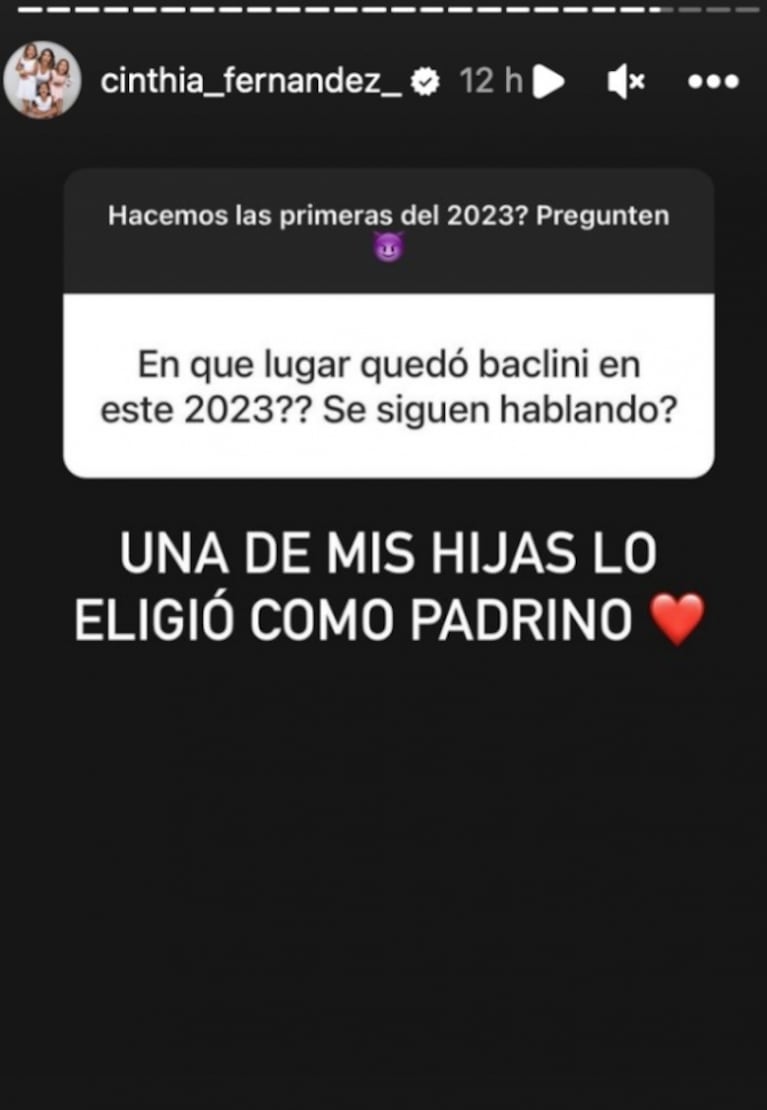 Cinthia Fernández y Martín Baclini mantienen una estrecha relación: los motivos