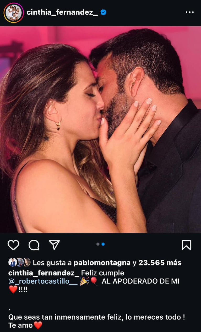 Cinthia Fernández y Roberto Castillo (Foto: captura de Instagram).