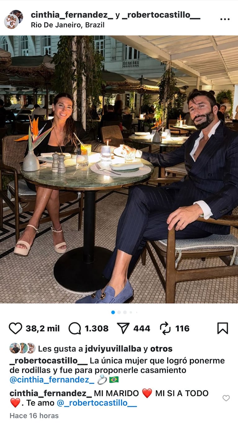 Cinthia Fernández y Roberto Castillo se habrían casado en secreto (Foto: redes sociales).