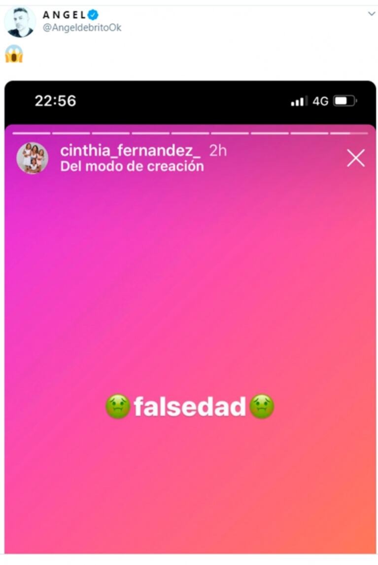 Cinthia Fernández y un llamativo posteo tras su salida de LAM: la reacción de Ángel de Brito