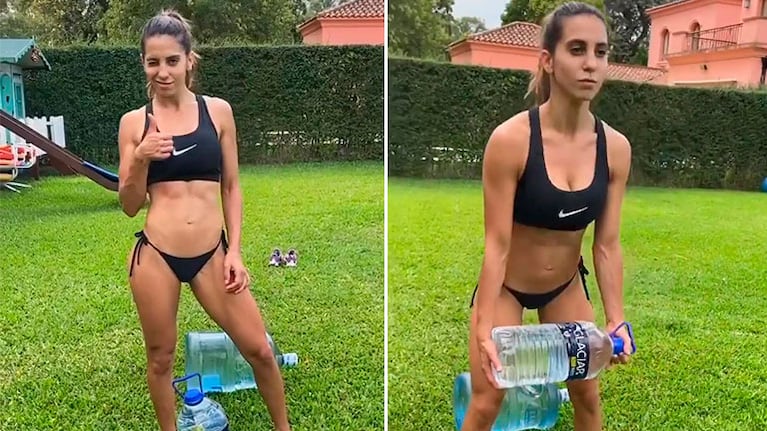 Cinthia Fernández y una rutina fitness para hacer en casa y en bikini: Mientras Roberto hace el asado...