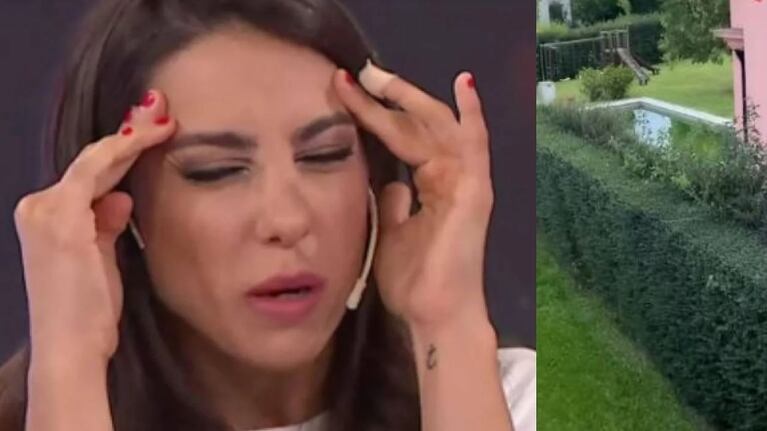 Cinthia, indignada con la pileta llena de agua podrida de su vecino. 